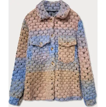 Světle modro-béžová dámská košilová bunda s límcem (2453) odstíny modré uni velikost