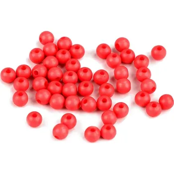 Dětské navlékací korálky Plastové korálky Color Ø6 mm 100ks - 4 červená sv.