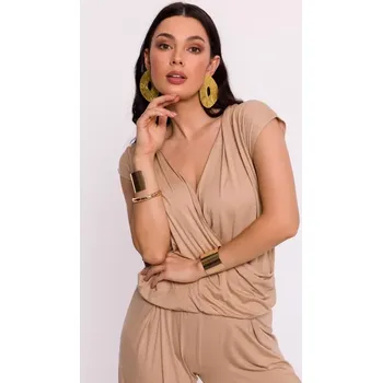 B288 Viskózový zavinovací top s výstřihem do V - cappuccino EU XL