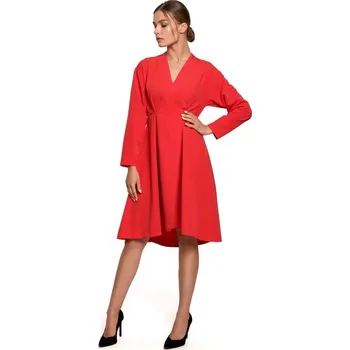 Dámské šaty Asymetrické vypasované šaty S280 červené - Stylove červená L