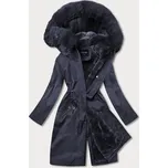 Tmavě modrá dámská zimní bunda s podšívkou z mechovité kožešiny (b537-3) odstíny modré L (40)