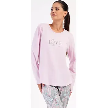 Dámské pyžamo Dámské pyžamo dlouhé Kika světle růžová 4XL