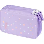 Školní třípatrový penál BAAGL Mazlíčci, fialový s puntíky