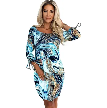 Oblečení a móda Dámské šaty 281-7 SOPHIE - NUMOCO modrá XXL