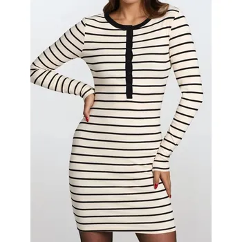 Dámské šaty Sinsay - Přiléhavé proužkované šaty - vícebarevná - 948IP-MLC - 948IP-MLC-XXL