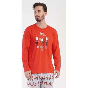 Pánské pyžamo Pánské pyžamo dlouhé Santa červená XXL