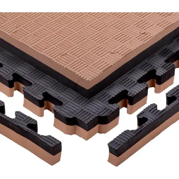 podložka na cvičení inSPORTline Puzzle tatami podložka Malmeida 100x100x4 cm mocha mousse-černá, vzor 5 proužků