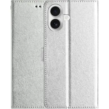 Pouzdro na mobilní telefon Flipové pouzdro z PU kůže pro iPhone 17 - stříbrné