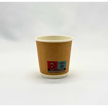 Jednorázové nádobí Wepack Kelímek papírový hnědý dvoustěnný kraft 120 ml (4 oz) – 25 bal x 40 ks