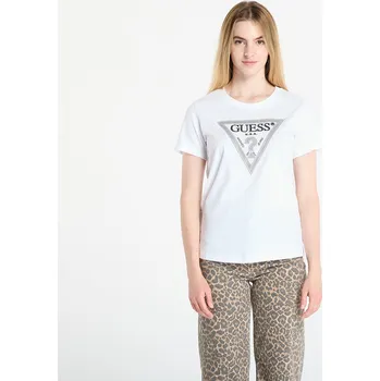 Dámské tričko Tričko GUESS Ss Cn Krystal Triangle Tee White XS