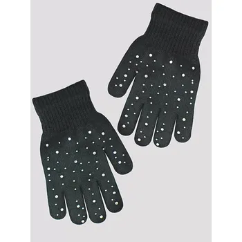 Rukavice Dívčí pletené rukavice RZ029 - 18 / tmavě šedá