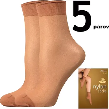 Dámské punčochy Ponožky Nylon socks B 20 DEN - 5 párů - opal