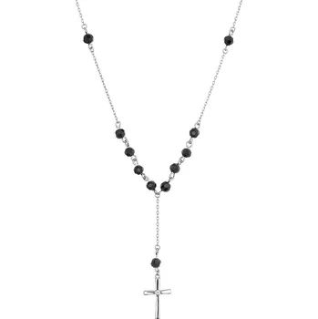 Náhrdelník Stříbrný růženec s černými zirkony 12174.3