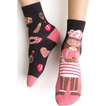 Dámské punčochy Dívčí nestejné ponožky Cukrářka - 29-31 / tmavě šedá