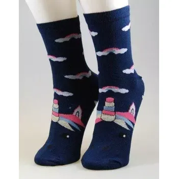 Dámské ponožky Dámské ponožky Jednorožec - 35-41 / tmavě modrá