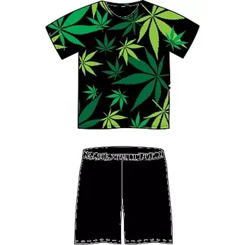 Pánské pyžamo Pánské pyžamo Cannabis KR - M / černá