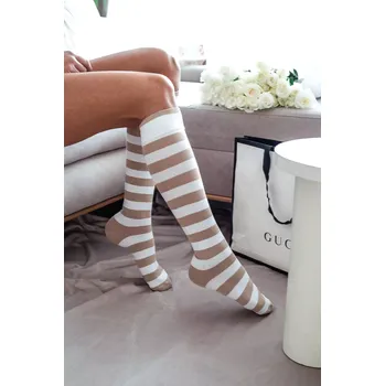 Dámské punčochy Dámské podkolenky Proužky - 37-41 / bílá/béžová