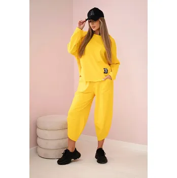 Bavlněná mikina kalhoty set tmavě žlutá UNI