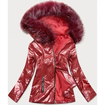 Lehká dámská zimní metalická buda ve vínové bordó barvě (721art) odstíny červené S (36)