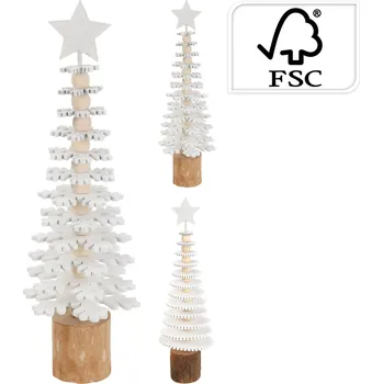 Vánoční dekorace dekorace STROM 25x7,5cm dřev. BÍ mix tvarů