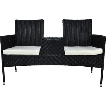 Zahradní sestava Zahradní nábytek Stůl + židle z umělého ratanu Černá sada zahradního nábytku M18253