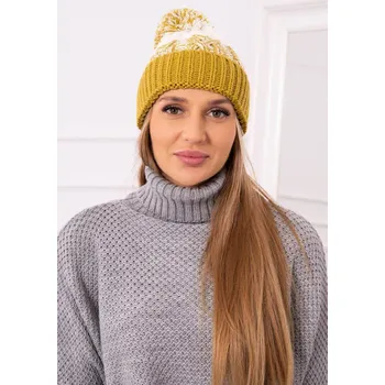 Čepice Dámská čepice s bambulí Abigail K326 kiwi+ecru UNI