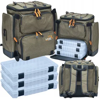 Outdoor vaření Hokkaido Rybářský batoh – 3 boxy, pevné dno, 38×42×21 cm