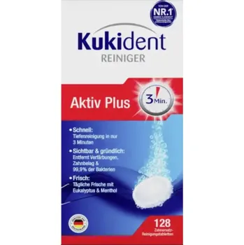 zubní pasta Kukident čistící tablety pro hloubkové čištění Aktive Plus 128 ks