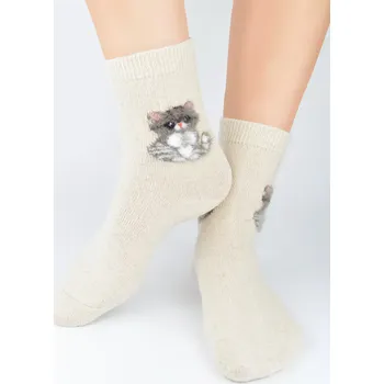 Dámské ponožky Dámské ponožky s vlnou SW017 - 36-41 / béžový melír