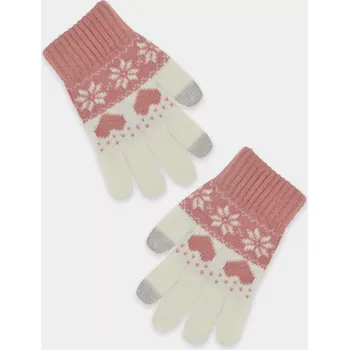 Rukavice Dívčí pletené rukavice RZ045 - 16 cm / pudrově růžová