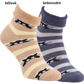 Dámské ponožky Dámské froté ponožky Zvědavá kočka - 35-38 / pacyfic (šedo-modrá)