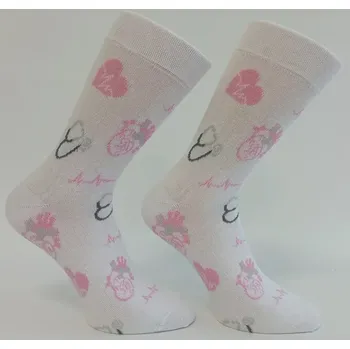 Dámské ponožky Dospělé ponožky Kardio - 37-41 / bílá/růžová