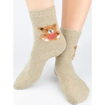 Dámské ponožky Dámské ponožky s vlnou SW018 - 36-41 / hnědý melír