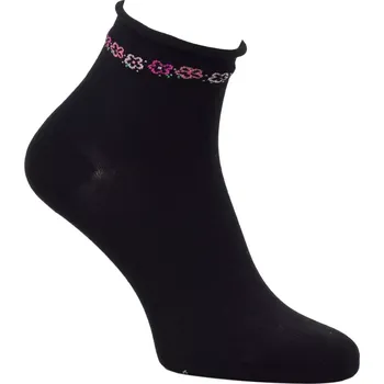 Dámské punčochy Dámské ponožky bez patentu Flowers - 35-38 / černá/růžová
