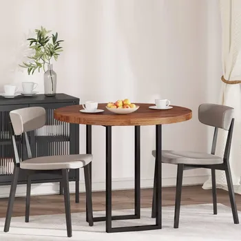 Stolová deska OMAXI Deska stolu Tmavě hnědá Ø 90 x 4 cm Masivní dubové dřevo 788818