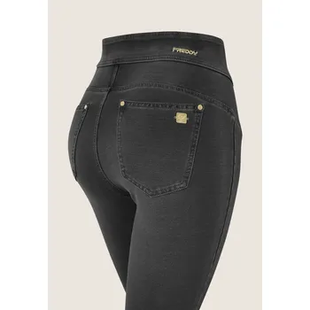 Dámské legíny Freddy kalhoty N.O.W.® v džínově černé barvě, černý šev, dekorativní šev, vysoký pas, Vybraná velikost: XL