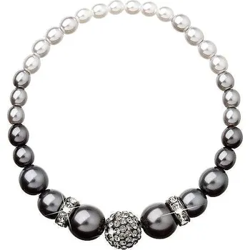 Náramek EVOLUTION GROUP Perlový bižuterní náramek šedý dekorovaný krystaly Preciosa 33062.3