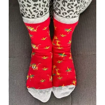 Dámské punčochy Dětské nestejné ponožky Safari M - 29-31 / červená