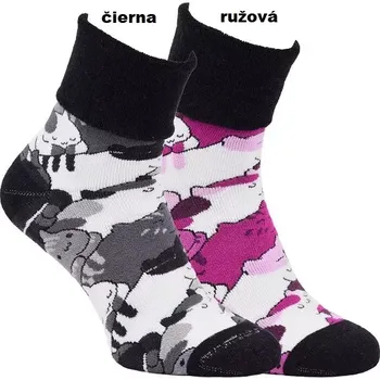 Dámské ponožky Dámské froté ponožky Kočičky - 39-42 / černá