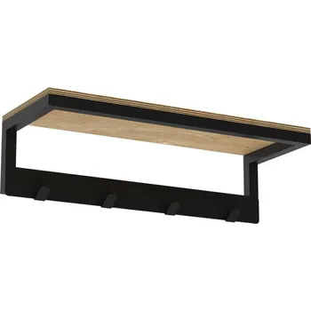 Věšák Nástěnný věšák na ručníky s policí 10x40 cm černá