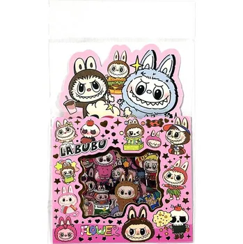 samolepka Samolepky Labubu - 5 archů roztomilých samolepek na fólii - Růžová