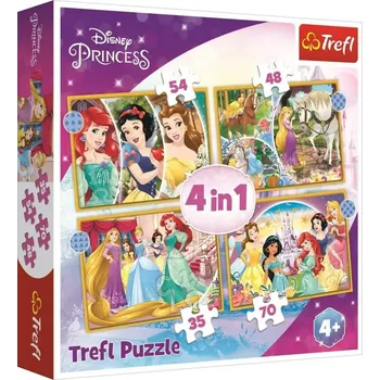 Trefl Puzzle Disney princezny: Šťastný den 4v1 (35,48,54,70 dílků) AKCE