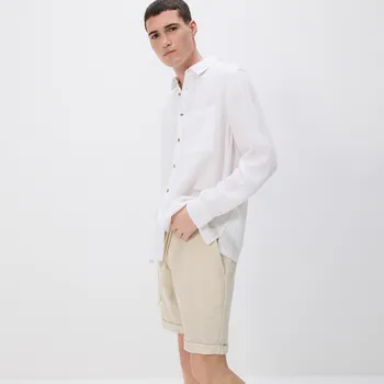 Pánské kalhoty Reserved - Strukturální šortky regular - béžová - 3857C-08M - 3857C-08M-S-3