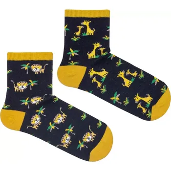 Dámské punčochy Dětské nestejné ponožky Safari M - 32-34 / černá