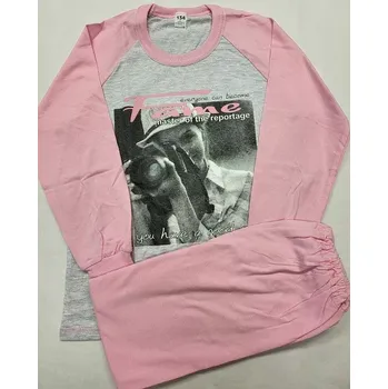 Dívčí pyžamo Pictures dlouhé - 134 / světle šedá