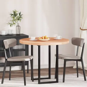 Psací stůl OMAXI Deska stolu Světle hnědá Ø 90 x 4 cm Masivní dubové dřevo 788740