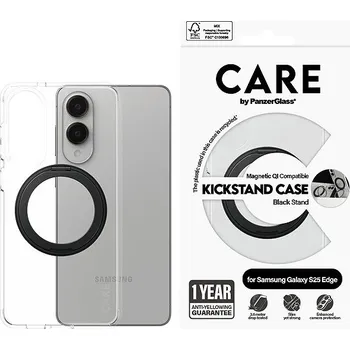 Pouzdro na mobilní telefon PanzerGlass CARE kryt Samsung Galaxy S25 Edge čirý/černý Kickstand QI
