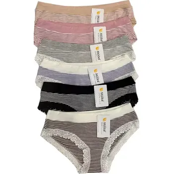Kalhotky Dámské kalhotky Proužky s krajkou - XL / růžová