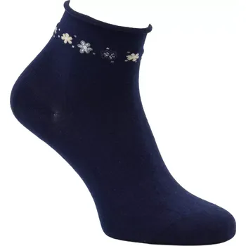 Dámské punčochy Dámské ponožky bez patentu Flowers - 35-38 / tmavě modrá