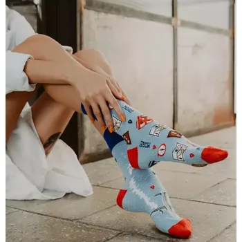 Dámské ponožky Dámské nestejné ponožky Cestování D - 35-38 / světle modrá